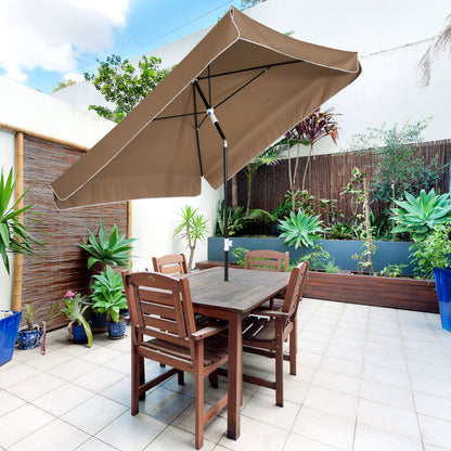 2x2 m Outdoor Umbrella with Adjustable and Portable Square Canopy, Metal and Polyester, Coffee
