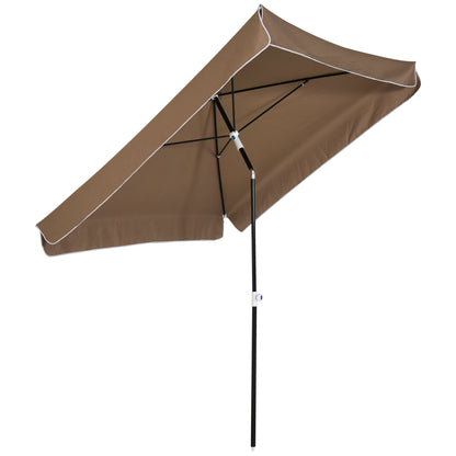 2x2 m Outdoor Umbrella with Adjustable and Portable Square Canopy, Metal and Polyester, Coffee