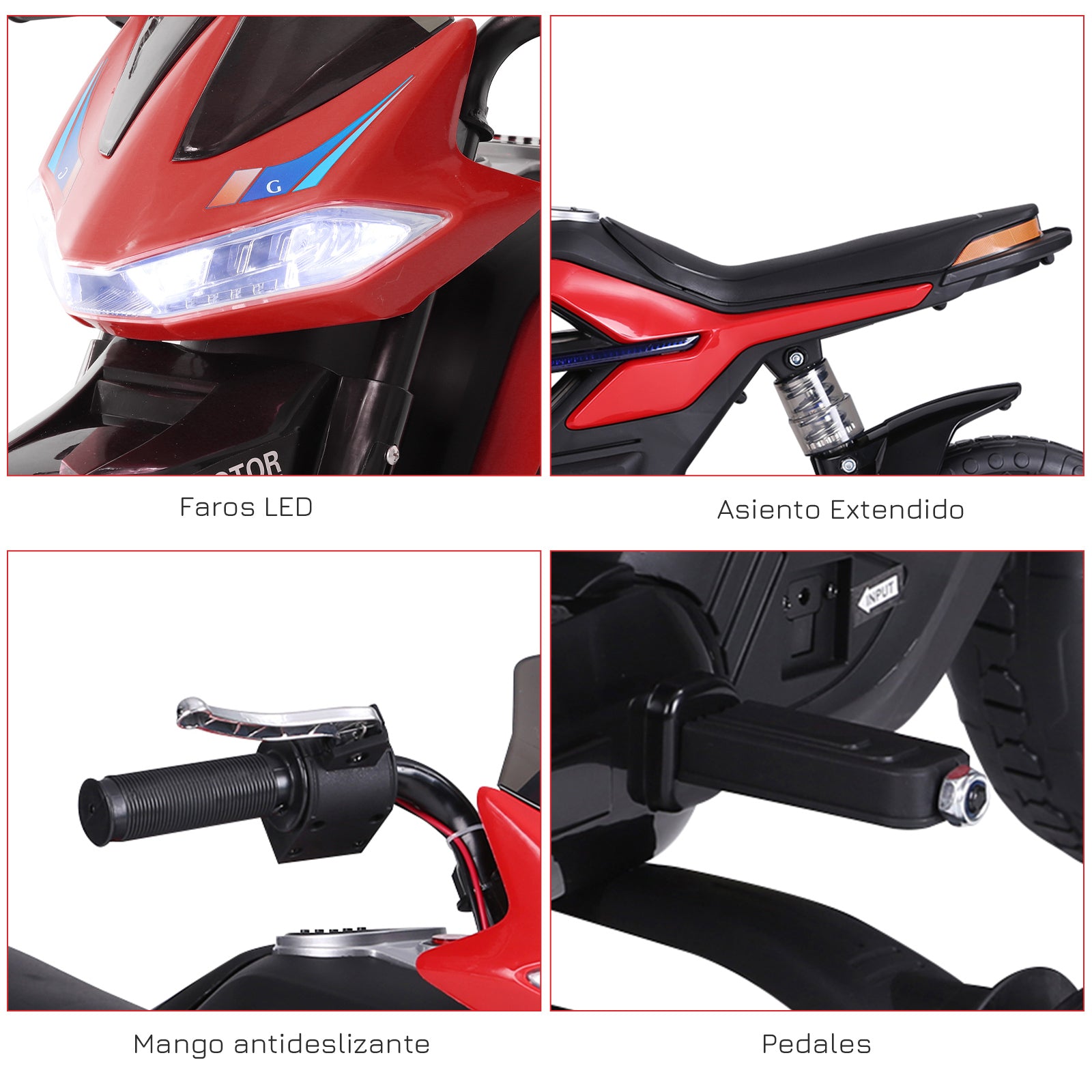 Kids Electric Motorcycle Toy Bike +3 Years 6V Battery with Lights and Music 105x52.3x62.3cm Red