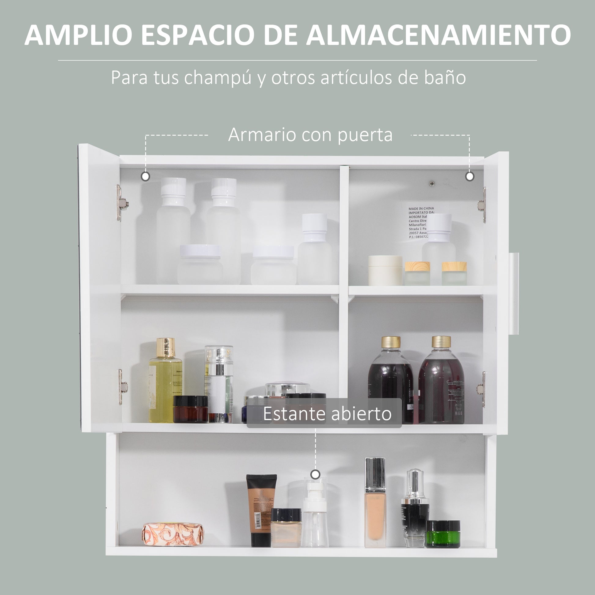 Bathroom Cabinet with Mirror Hanging Bathroom Cabinet with 2 Doors and 2 Adjustable Interior Shelves 54x15.2x55.3 cm White