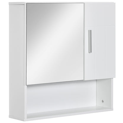 Bathroom Cabinet with Mirror Hanging Bathroom Cabinet with 2 Doors and 2 Adjustable Interior Shelves 54x15.2x55.3 cm White