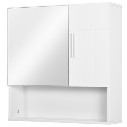 Bathroom Cabinet with Mirror Hanging Bathroom Cabinet with 2 Doors and 2 Adjustable Interior Shelves 54x15.2x55.3 cm White