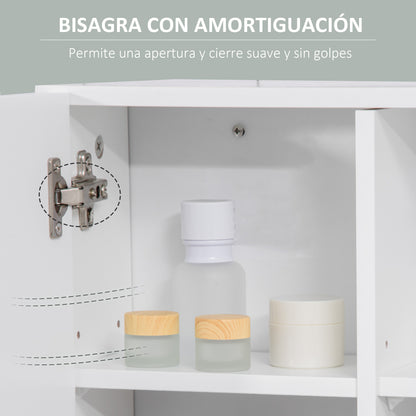 Bathroom Cabinet with Mirror Hanging Bathroom Cabinet with 2 Doors and 2 Adjustable Interior Shelves 54x15.2x55.3 cm White