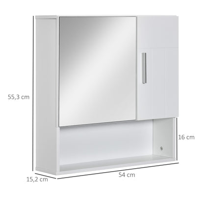 Bathroom Cabinet with Mirror Hanging Bathroom Cabinet with 2 Doors and 2 Adjustable Interior Shelves 54x15.2x55.3 cm White