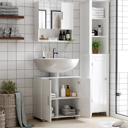 Bathroom Cabinet with Mirror Hanging Bathroom Cabinet with 2 Doors and 2 Adjustable Interior Shelves 54x15.2x55.3 cm White