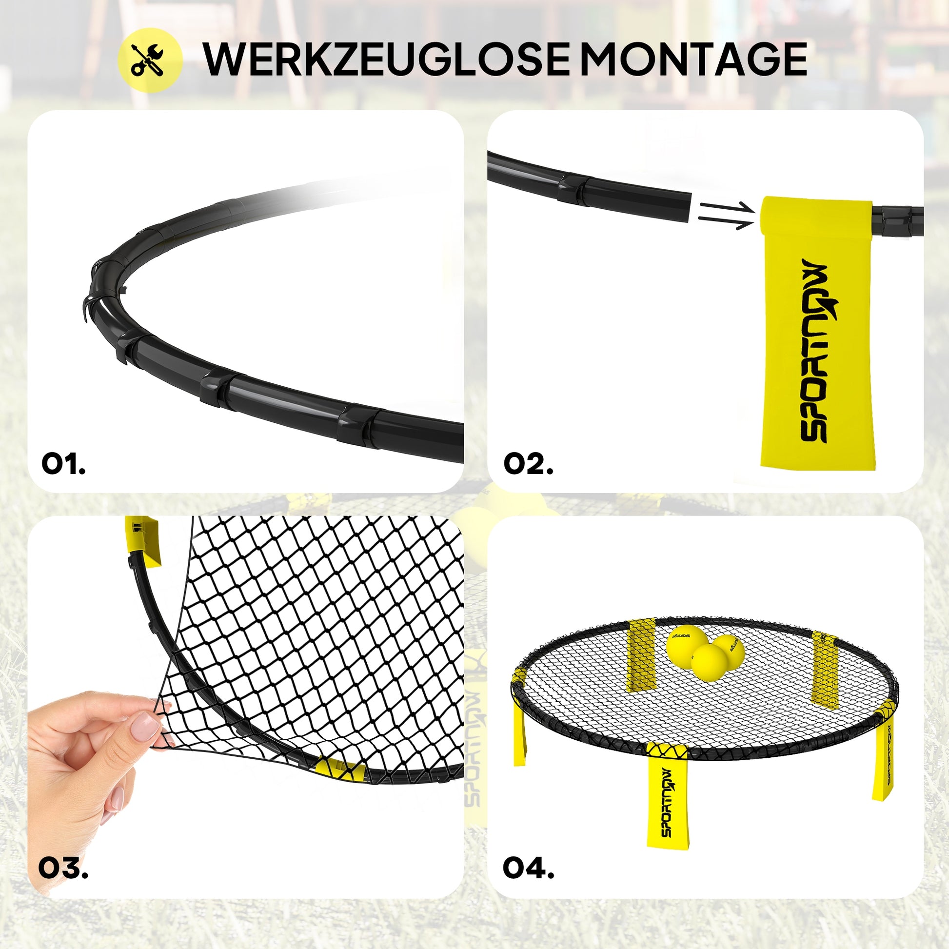 SPORTNOW Roundnet Set Game Set with Game Net 3 Balls Carry Bag Ball Pump Spikeball Set for Garden Beach Park Indoors