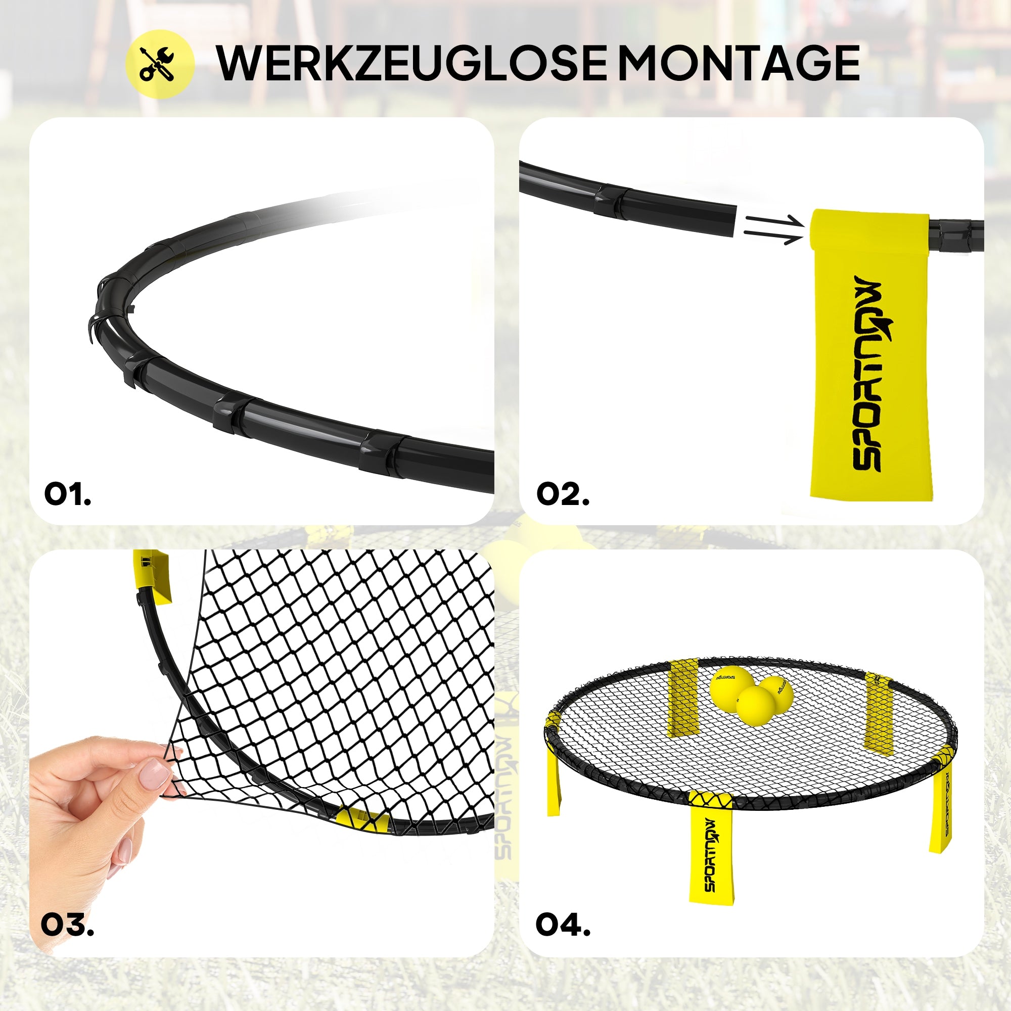 SPORTNOW Roundnet Set Game Set with Game Net 3 Balls Carry Bag Ball Pump Spikeball Set for Garden Beach Park Indoors