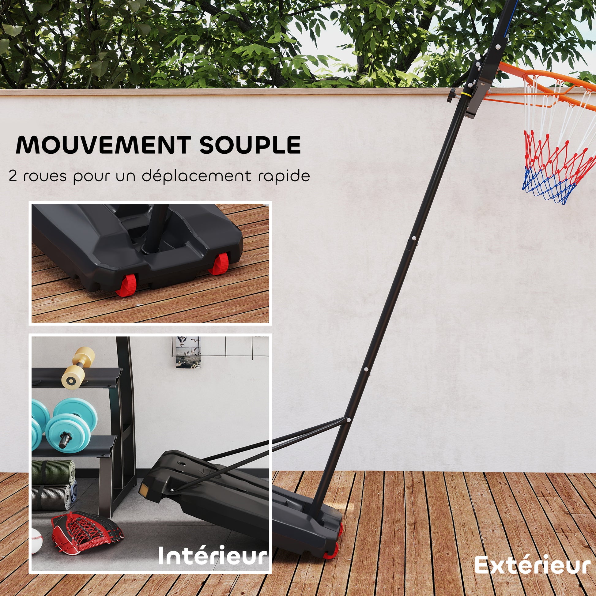 Kids Basketball Hoop, Adjustable Height 210-260 cm, Outdoor and Indoor Basketball Hoop with Wheels, Weighted Base, Gift for Boys and Girls 6+ Years, Blue