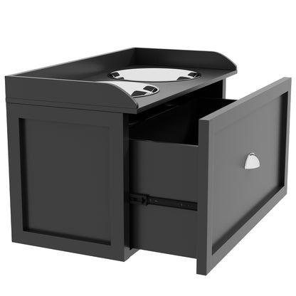 Raised Dog Bowls in Stainless Steel, Wooden Dog Feeder Stand with Drawer Storage for Large Dogs, 60x30x36 cm, Black