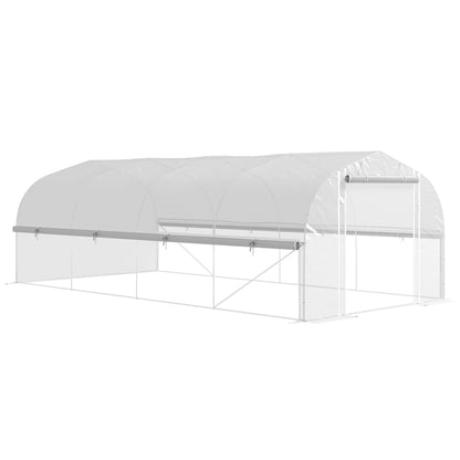 Greenhouse 6 x 3 x 2 m Polyethylene Greenhouse with 8 Windows & Door, Roll-up Side Walls, UV-resistant Film Tunnel Tomato House with Galvanized Steel Frame, White