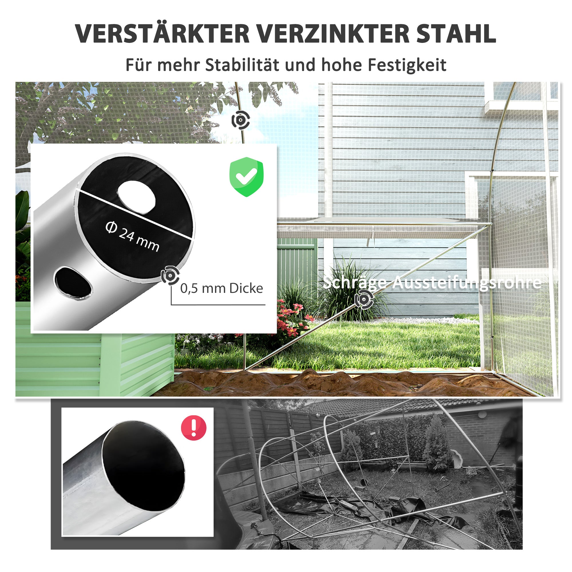 Greenhouse 6 x 3 x 2 m Polyethylene Greenhouse with 8 Windows & Door, Roll-up Side Walls, UV-resistant Film Tunnel Tomato House with Galvanized Steel Frame, White