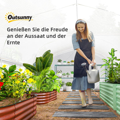 Greenhouse 6 x 3 x 2 m Polyethylene Greenhouse with 8 Windows & Door, Roll-up Side Walls, UV-resistant Film Tunnel Tomato House with Galvanized Steel Frame, White