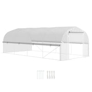 Greenhouse 6 x 3 x 2 m Polyethylene Greenhouse with 8 Windows & Door, Roll-up Side Walls, UV-resistant Film Tunnel Tomato House with Galvanized Steel Frame, White