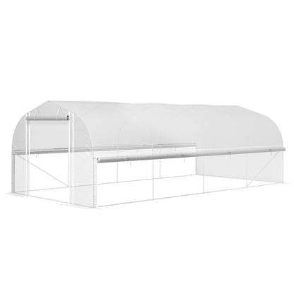 Greenhouse 6 x 3 x 2 m Polyethylene Greenhouse with 8 Windows & Door, Roll-up Side Walls, UV-resistant Film Tunnel Tomato House with Galvanized Steel Frame, White
