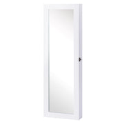 Wall-Mounted Hanging Jewelry Mirror Cabinet Organizer with Hooks and Slots for Necklaces for Bedroom Living Room 37x9.5x112 cm White