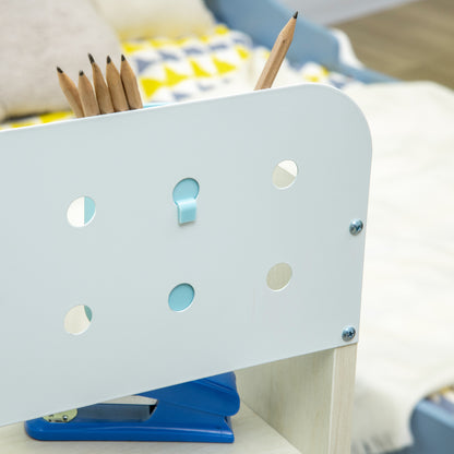 Kids School Desk with Chair for 3-12 Years Adjustable Height, Kids Desk with Tiltable Top and Padded Cushions, Steel and MDF, Blue