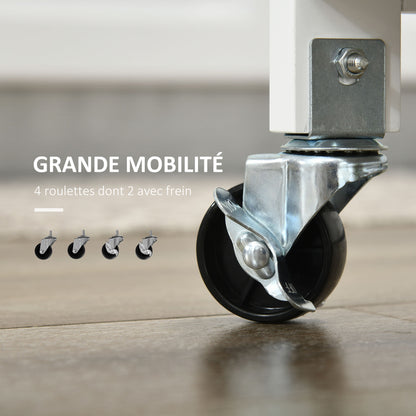 Kitchen Trolley with Wheels Multi-Storage Wine Rack, Drawer, Door, Shelves White