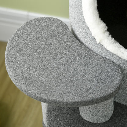 Cat Tree 99 cm Cat Tower with 3 Caves, Play Ball, Sisal Posts, Platform, Multi-Level Cat Scratching Post, Climbing Tree, for Medium Cats, Gray