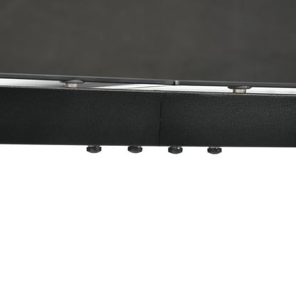 Rectangular Garden Table Outdoor Dining Table for 8 People with Tempered Glass Top and Aluminum Frame 180 x 80 x 72 cm Black
