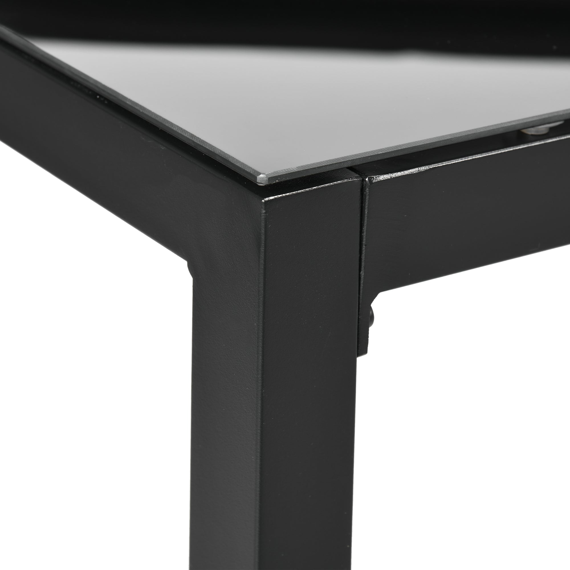 Rectangular Garden Table Outdoor Dining Table for 8 People with Tempered Glass Top and Aluminum Frame 180 x 80 x 72 cm Black