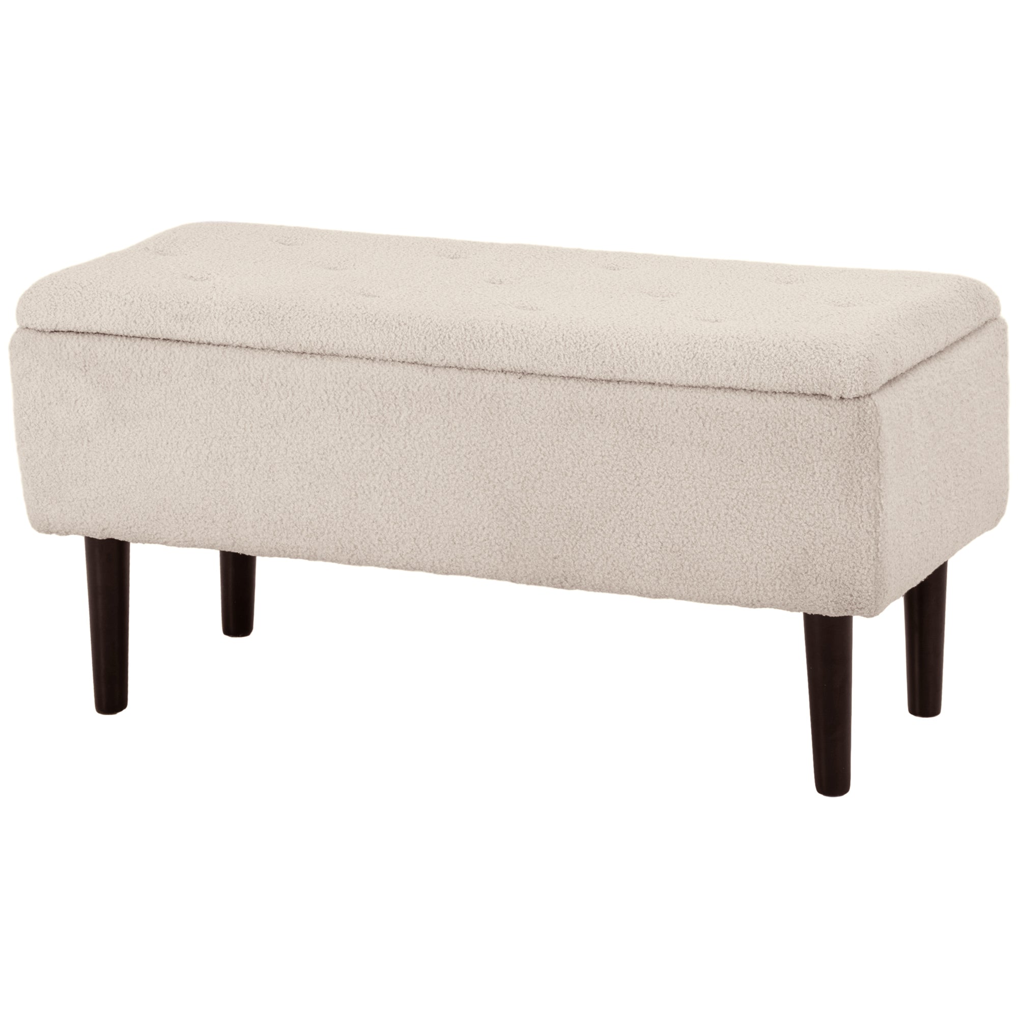 Bedroom Storage Bench Storage Chest Capacity 47 L with Flip Top and Wooden Legs for Living Room Load 120 kg 95x38x45 cm Beige