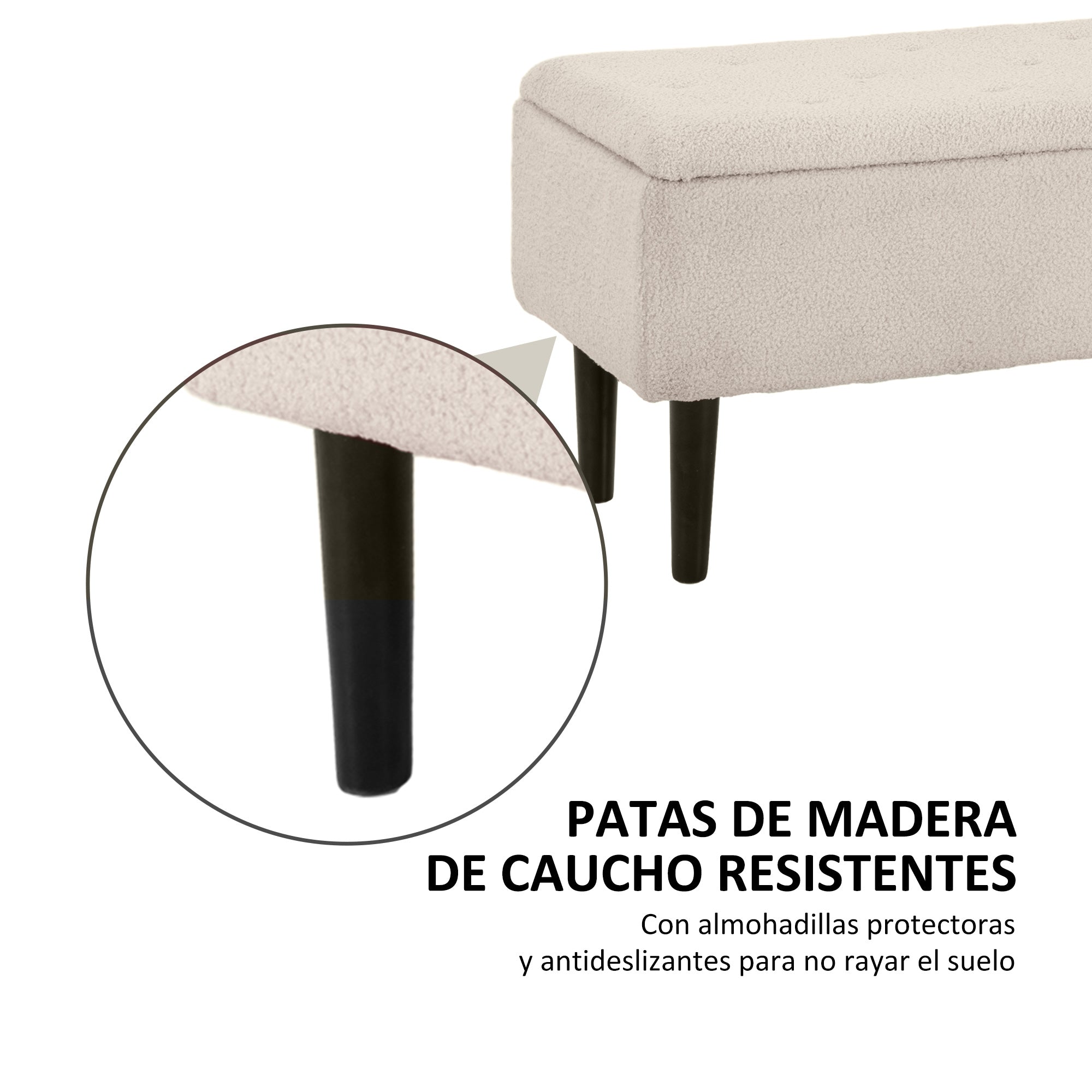 Bedroom Storage Bench Storage Chest Capacity 47 L with Flip Top and Wooden Legs for Living Room Load 120 kg 95x38x45 cm Beige
