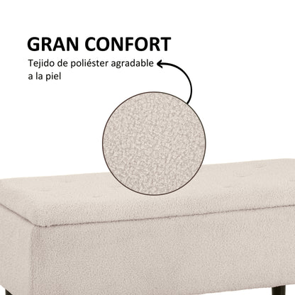 Bedroom Storage Bench Storage Chest Capacity 47 L with Flip Top and Wooden Legs for Living Room Load 120 kg 95x38x45 cm Beige