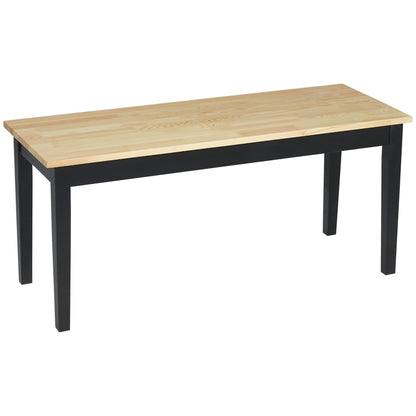 2-Seater Wooden Bench, Kitchen Bench Living Room Bench for Kitchen, Entrance, up to 220 kg Load Capacity, Pine Wood, Natural+Black, 102 x 36 x 45 cm