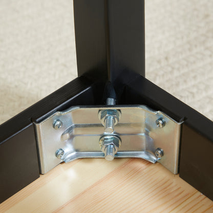 2-Seater Wooden Bench, Kitchen Bench Living Room Bench for Kitchen, Entrance, up to 220 kg Load Capacity, Pine Wood, Natural+Black, 102 x 36 x 45 cm