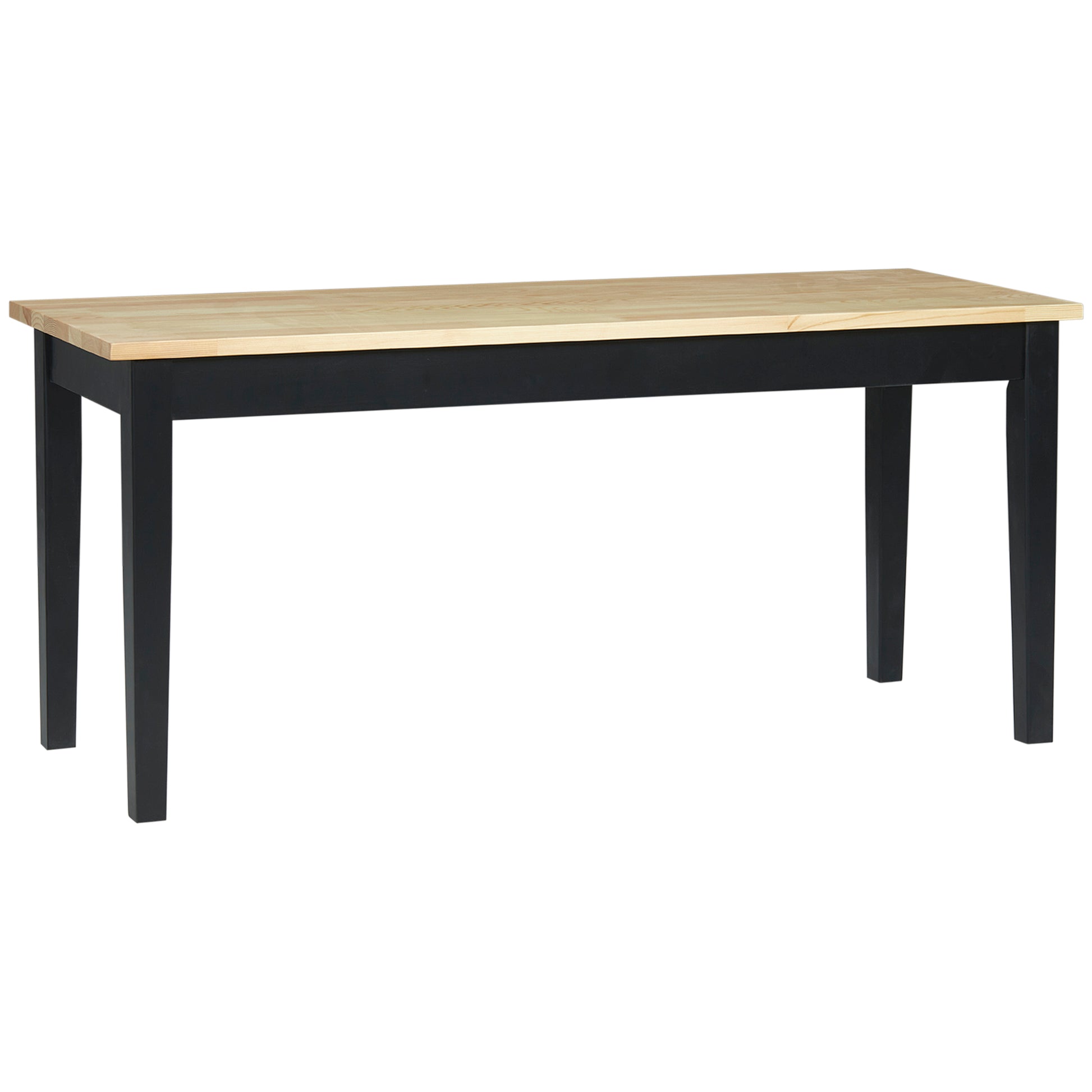 2-Seater Wooden Bench, Kitchen Bench Living Room Bench for Kitchen, Entrance, up to 220 kg Load Capacity, Pine Wood, Natural+Black, 102 x 36 x 45 cm