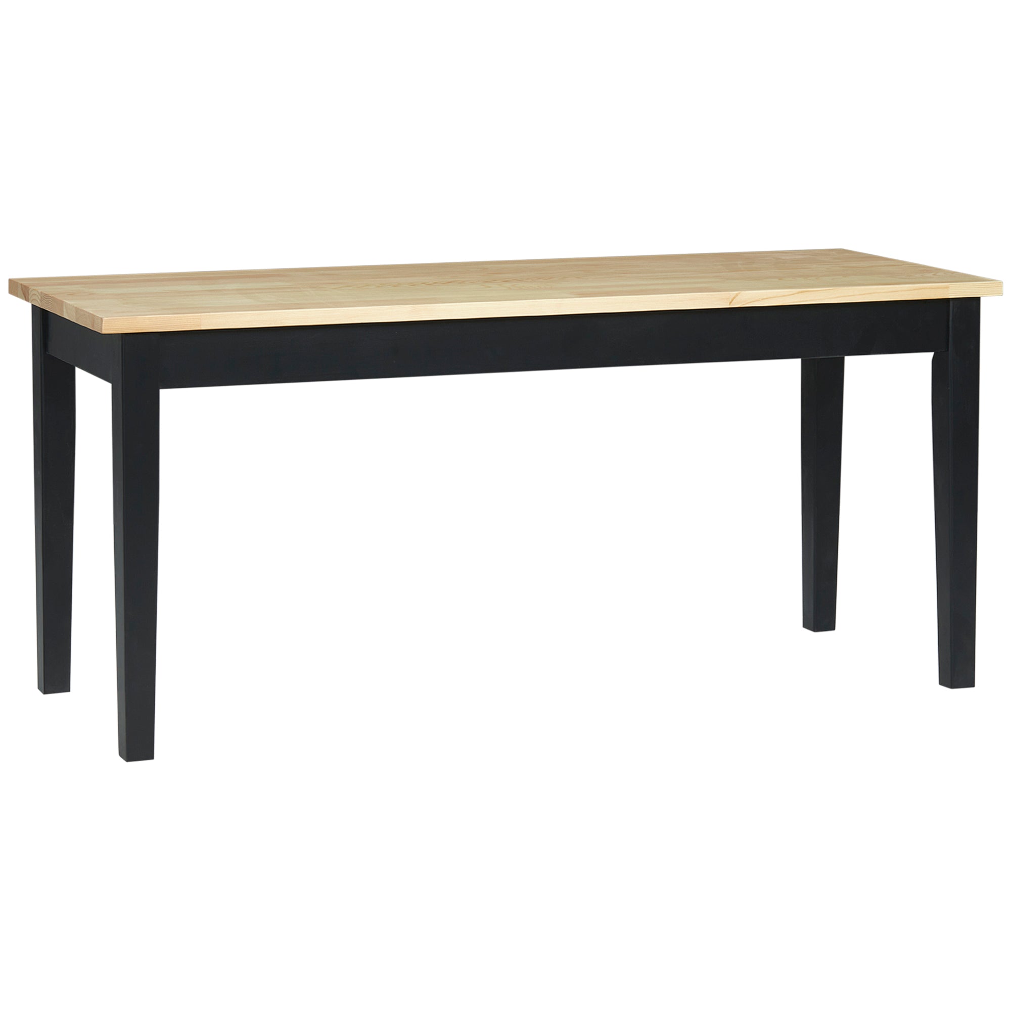 2-Seater Wooden Bench, Kitchen Bench Living Room Bench for Kitchen, Entrance, up to 220 kg Load Capacity, Pine Wood, Natural+Black, 102 x 36 x 45 cm