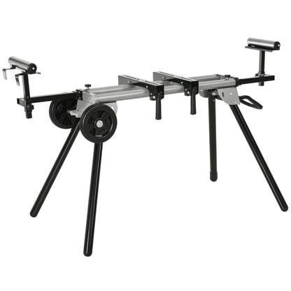 Stand for Chop Saws Workbench for Chop and Miter Saws Saw Stand Chop Saw Steel Black+Silver Side Extension 123.5-245 cm