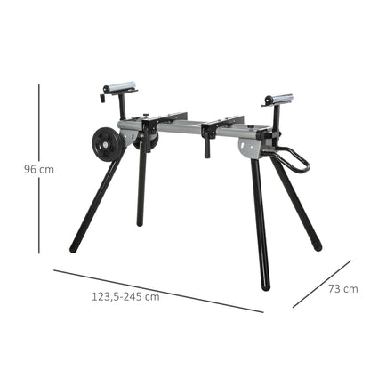 Stand for Chop Saws Workbench for Chop and Miter Saws Saw Stand Chop Saw Steel Black+Silver Side Extension 123.5-245 cm