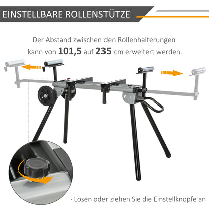 Stand for Chop Saws Workbench for Chop and Miter Saws Saw Stand Chop Saw Steel Black+Silver Side Extension 123.5-245 cm