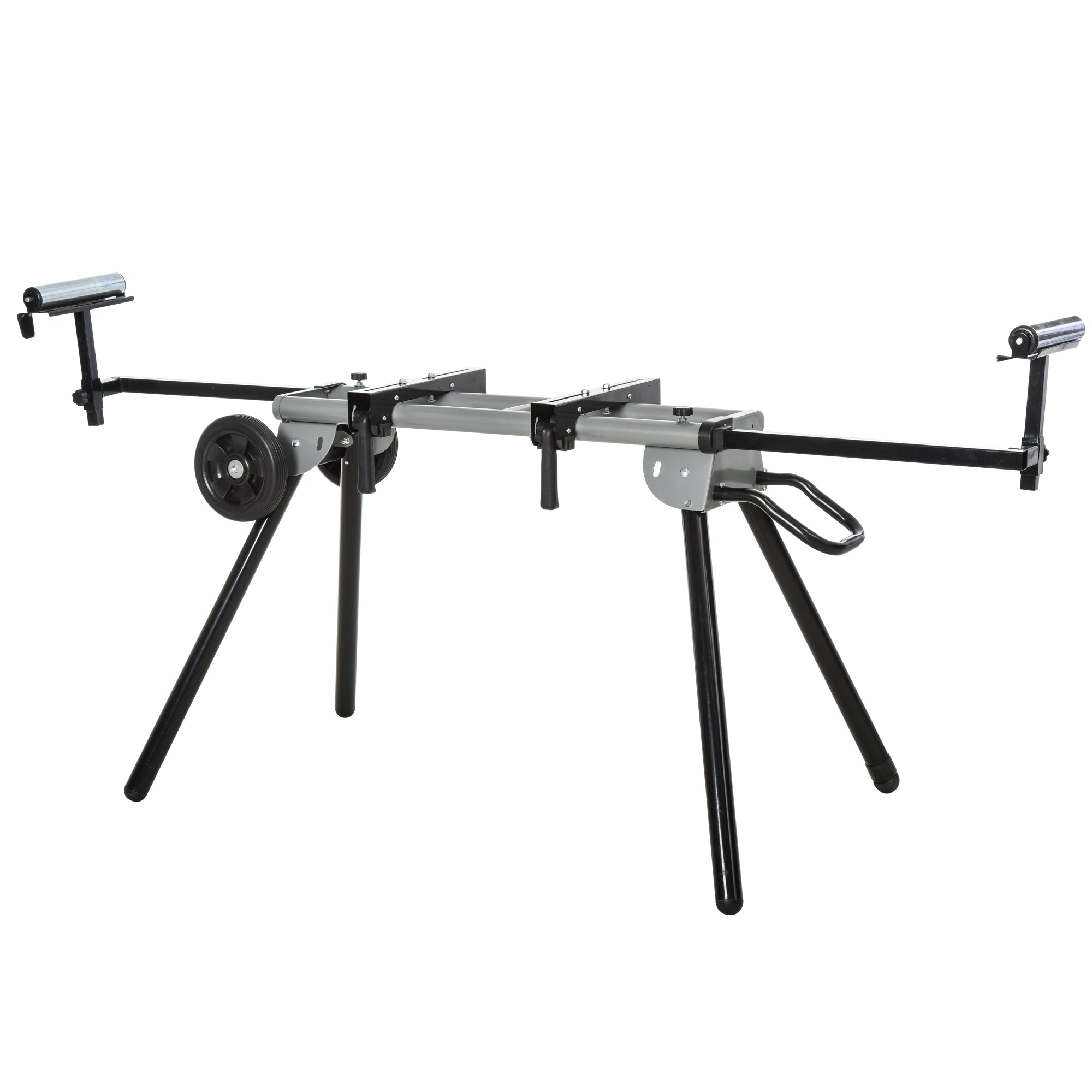 Stand for Chop Saws Workbench for Chop and Miter Saws Saw Stand Chop Saw Steel Black+Silver Side Extension 123.5-245 cm