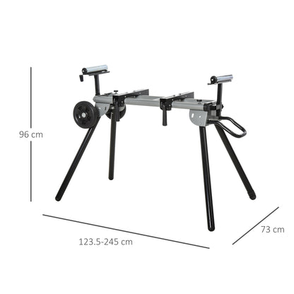 Stand for Chop Saws Workbench for Chop and Miter Saws Saw Stand Chop Saw Steel Black+Silver Side Extension 123.5-245 cm