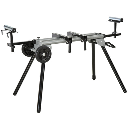 Stand for Chop Saws Workbench for Chop and Miter Saws Saw Stand Chop Saw Steel Black+Silver Side Extension 123.5-245 cm