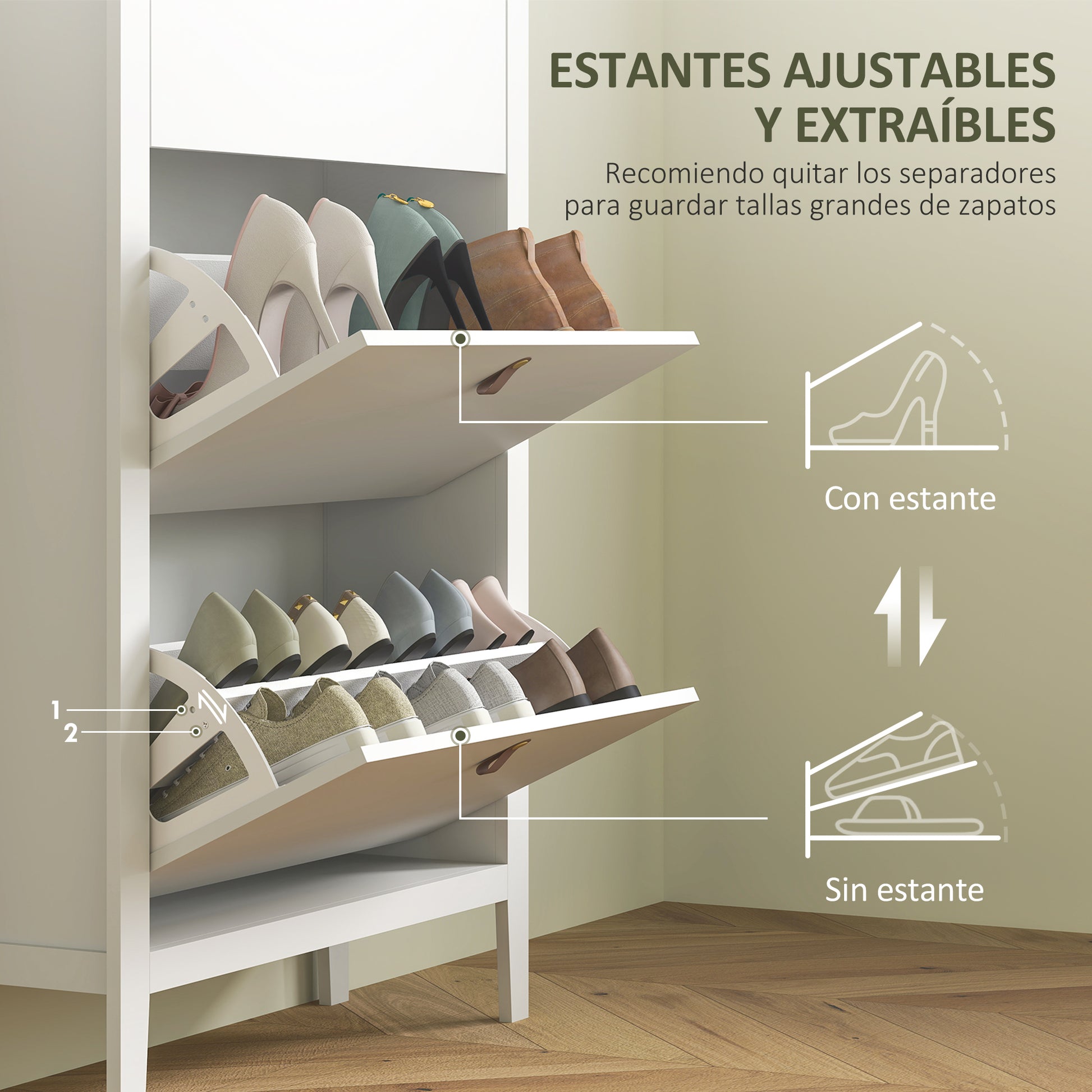 Narrow Shoe Cabinet Shoe Rack Entryway Hallway with 3 Foldable Drawers Adjustable Shelves and PU Handles for 21 Pairs of Shoes for Hallway 80x24x131 cm White