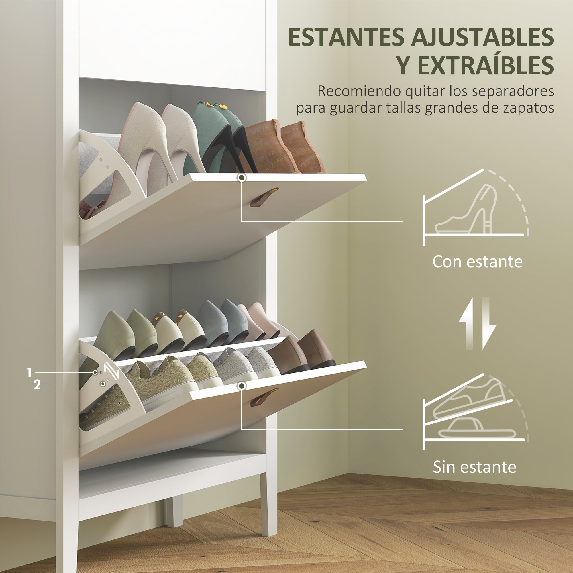 Narrow Shoe Cabinet Shoe Rack Entryway Hallway with 3 Foldable Drawers Adjustable Shelves and PU Handles for 21 Pairs of Shoes for Hallway 80x24x131 cm White