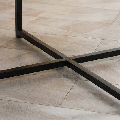 Round Coffee Table with Faux Marble Top and Metal Frame for Office Bedroom Dining Room Modern Style 80x80x45 cm White