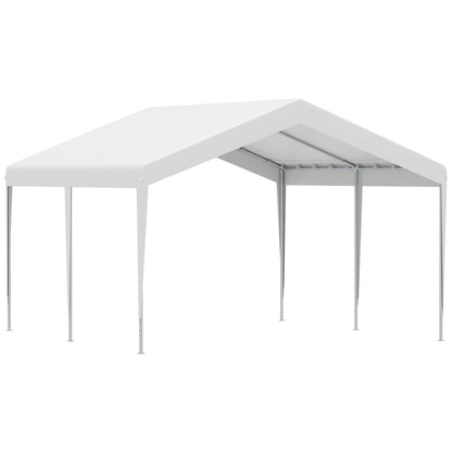 Portable Garage 4x4m with Canopy for Cars and Boats, Weddings, Parties, Garden Gazebo in Galvanized Steel, White