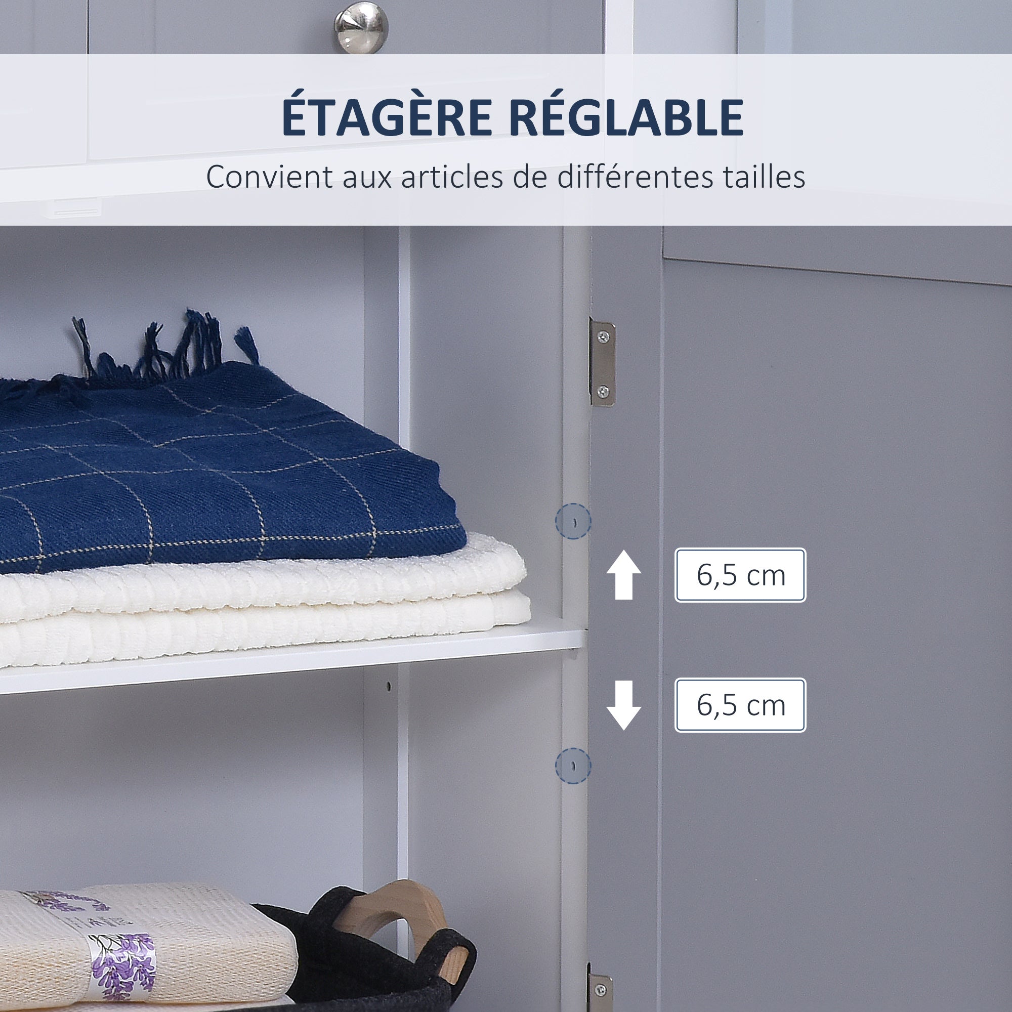 Storage Cabinet, Bathroom Cabinet, Cupboard with 2 Doors 2 Drawers - 60 x 30 x 75 cm - Gray and White