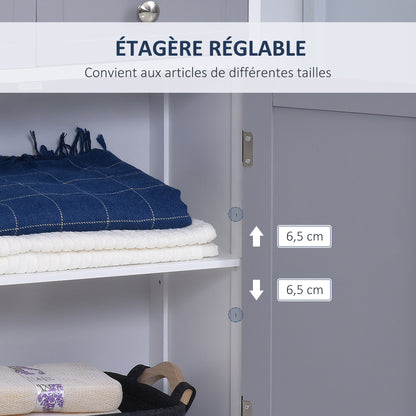 Storage Cabinet, Bathroom Cabinet, Cupboard with 2 Doors 2 Drawers - 60 x 30 x 75 cm - Gray and White