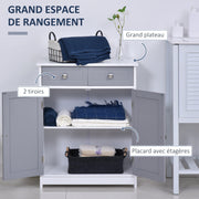 Storage Cabinet, Bathroom Cabinet, Cupboard with 2 Doors 2 Drawers - 60 x 30 x 75 cm - Gray and White