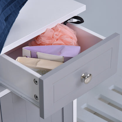 Storage Cabinet, Bathroom Cabinet, Cupboard with 2 Doors 2 Drawers - 60 x 30 x 75 cm - Gray and White