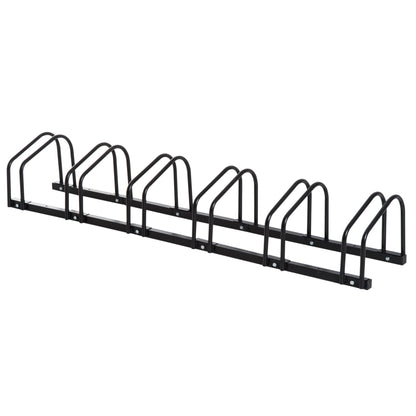 Bike Stand Multi-Bike Rack Display Stand Bike Stand Weatherproof Durable Floor and Wall Mount Steel for 6 Bicycles Black 179 x 33 x 27 cm