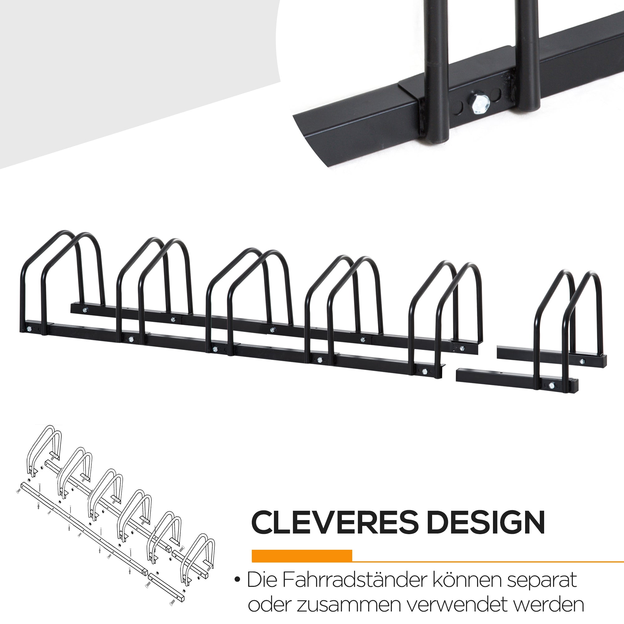 Bike Stand Multi-Bike Rack Display Stand Bike Stand Weatherproof Durable Floor and Wall Mount Steel for 6 Bicycles Black 179 x 33 x 27 cm
