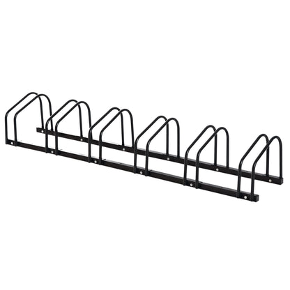 Bike Stand Multi-Bike Rack Display Stand Bike Stand Weatherproof Durable Floor and Wall Mount Steel for 6 Bicycles Black 179 x 33 x 27 cm