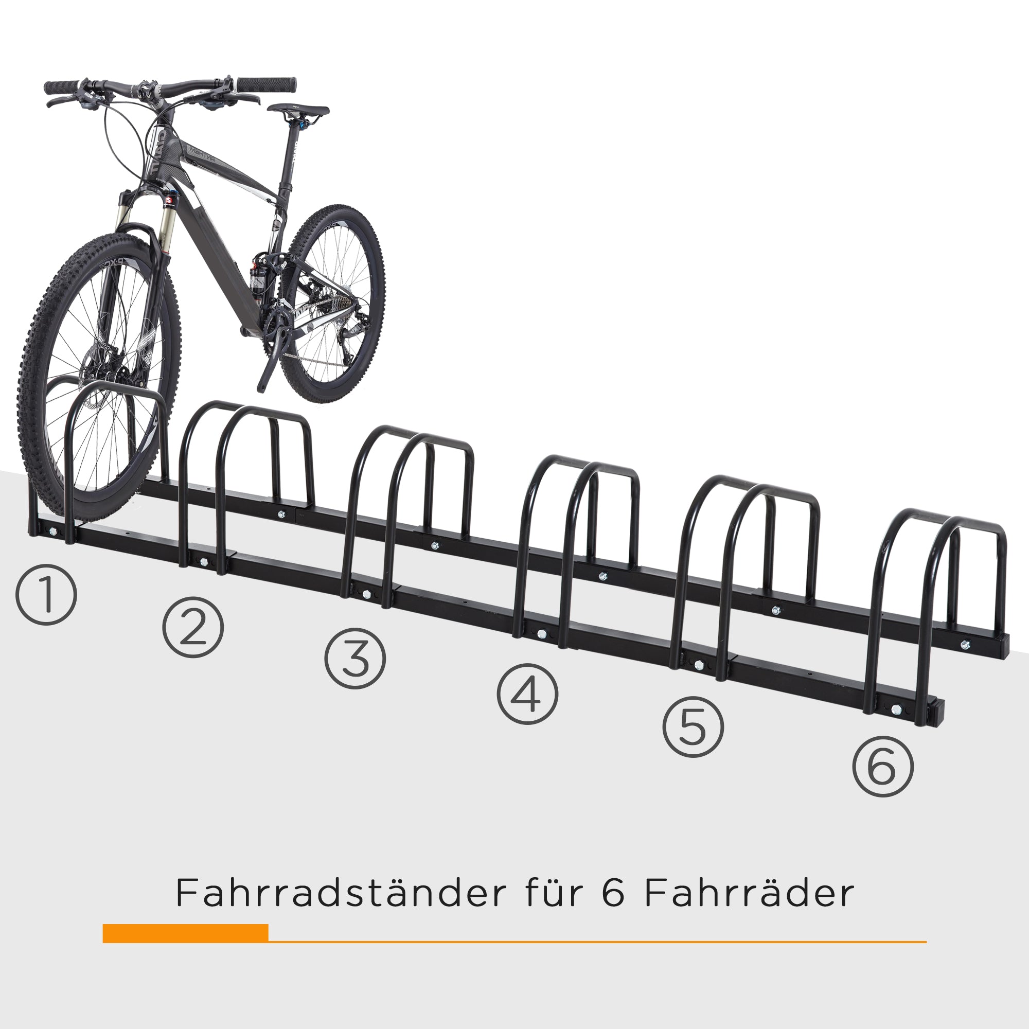 Bike Stand Multi-Bike Rack Display Stand Bike Stand Weatherproof Durable Floor and Wall Mount Steel for 6 Bicycles Black 179 x 33 x 27 cm