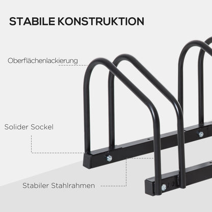Bike Stand Multi-Bike Rack Display Stand Bike Stand Weatherproof Durable Floor and Wall Mount Steel for 6 Bicycles Black 179 x 33 x 27 cm